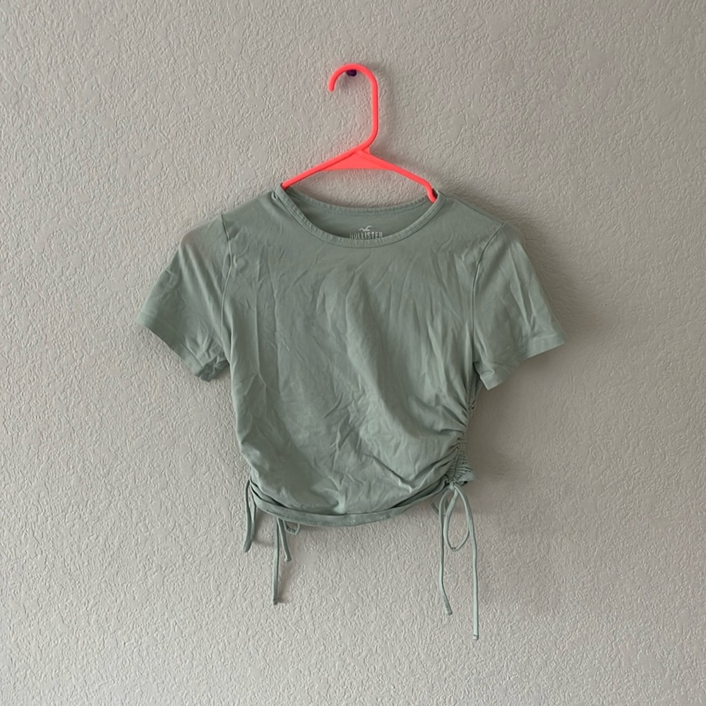 hollister green baby tee with adjustable strings (clinched sides)